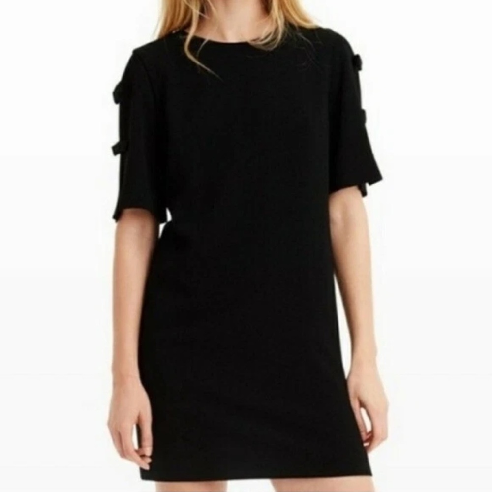 Club Monaco Renlana Bow Detail Sleeve Cutout Shift Mini Dress Black Size 12